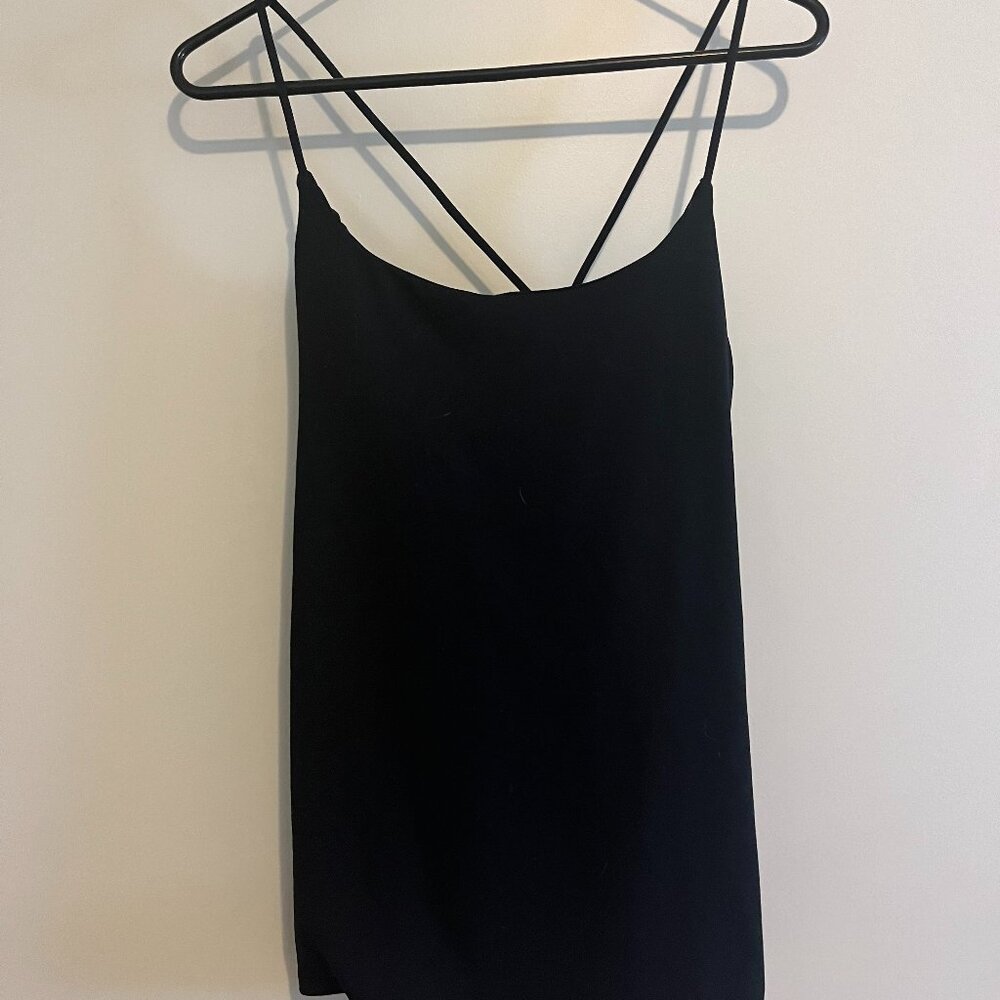 Fabletics workout black strappy top with unique back